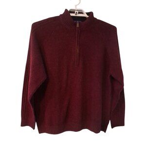 Pendleton sweater mens XL Shetland Wool 1/4 zip pullover dark red burgandy